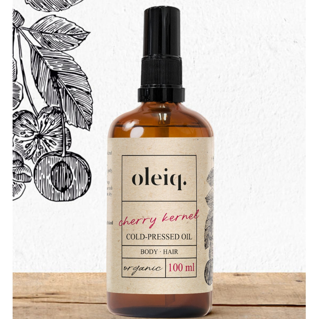 Oleiq Cherry Kernel Cold-Pressed Oil for body and Hair, organic