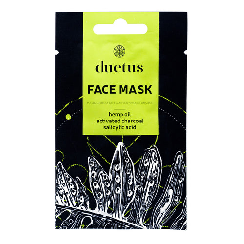 Duetus Face Mask for Oily Skin with Hemp oil, activated charcoal and salicylic acid