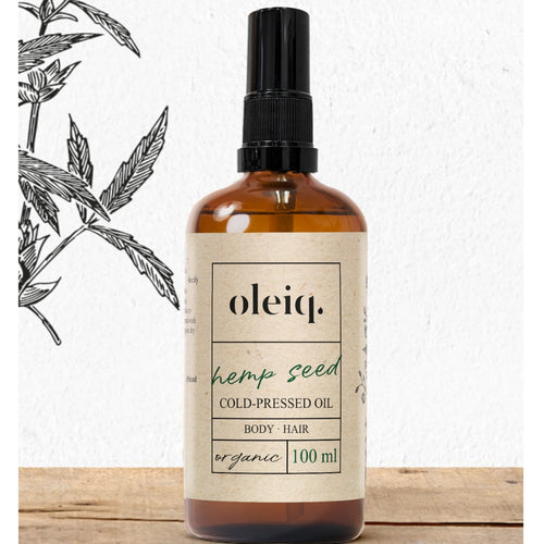Oleiq. Hemp Seed Cold-Pressed Oil for Body and Hair. Organic. 